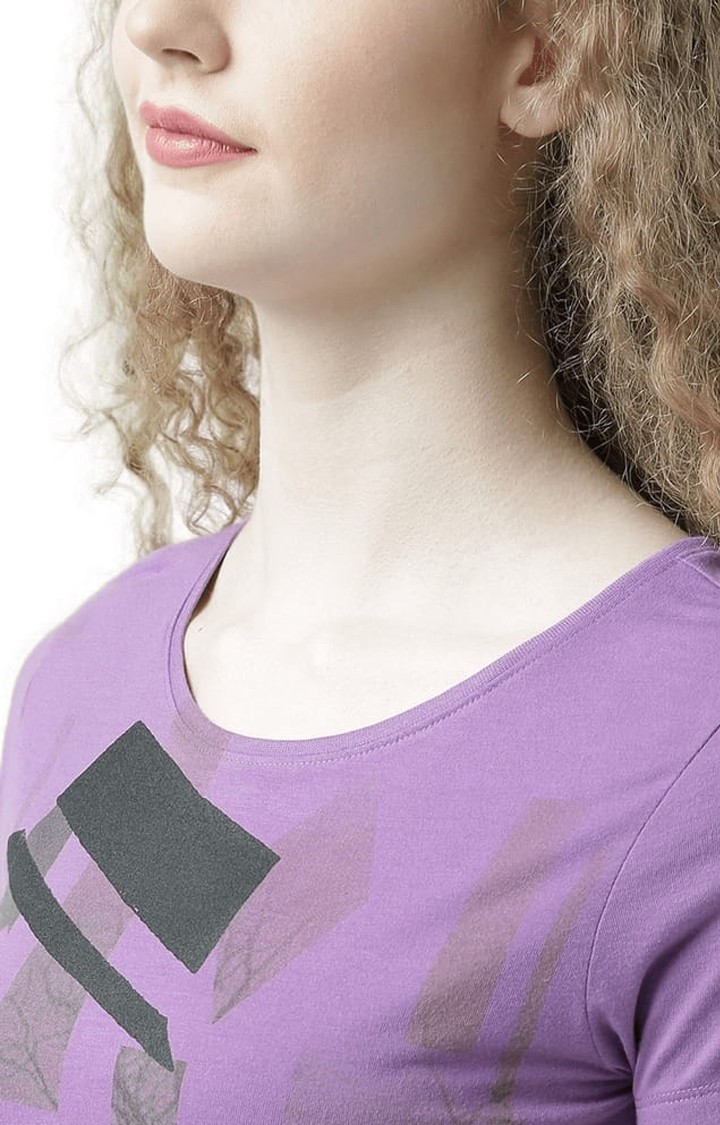 Women's Purple Printed Regular T-Shirt