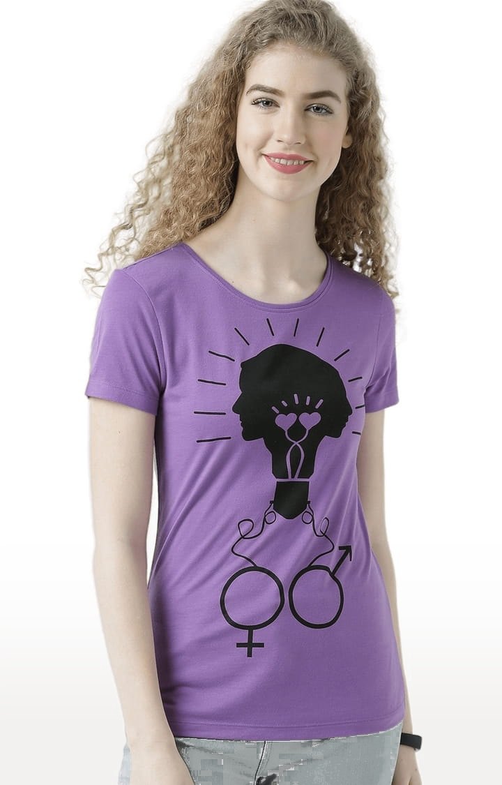 HUETRAP | Women's Purple Printed Regular T-Shirt