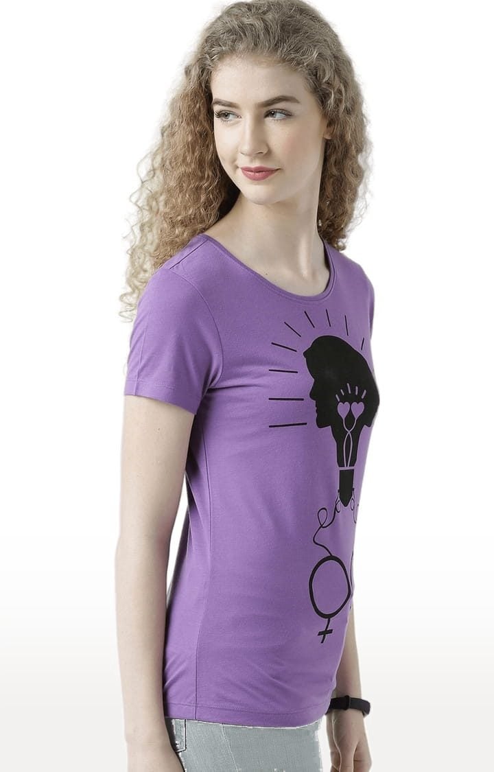 Women's Purple Printed Regular T-Shirt