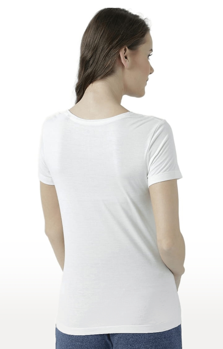 Women's Off White Printed Regular T-Shirt