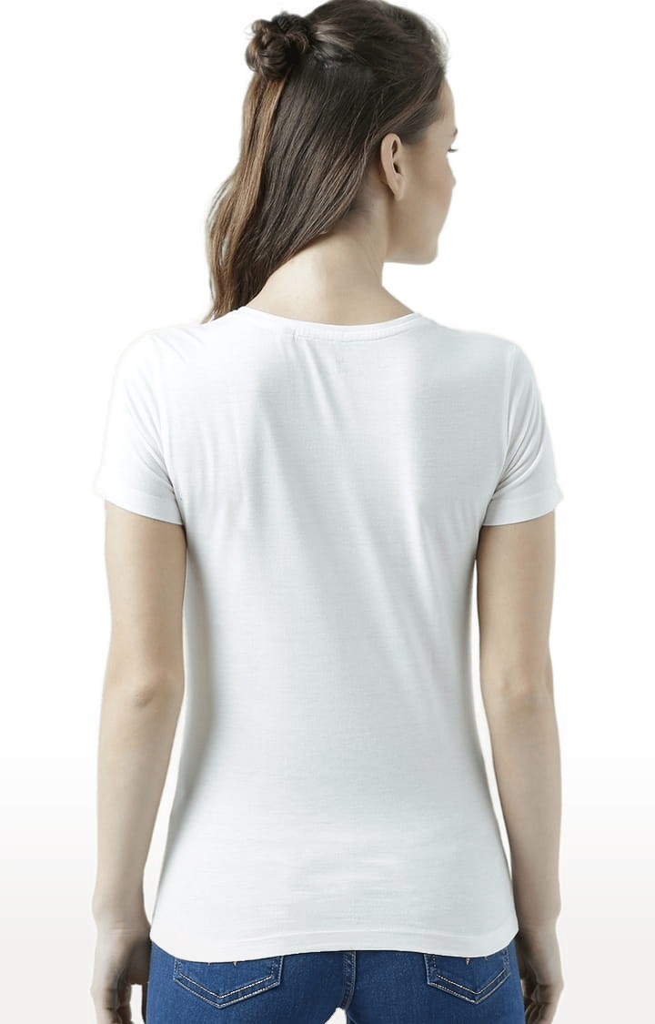 HUETRAP | Women's Off White Cotton Printed Regular T-Shirt 3