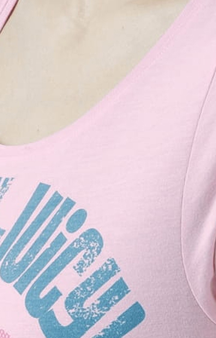Women's Pink Printed Regular T-Shirt