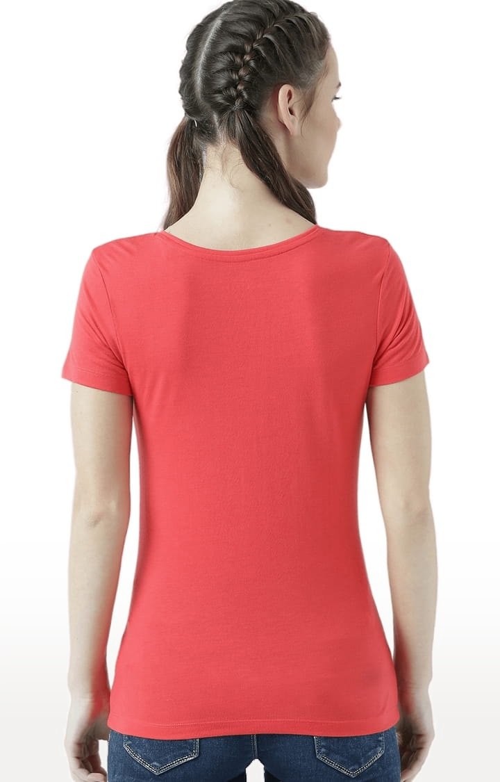 Women's Orange Printed Regular T-Shirt