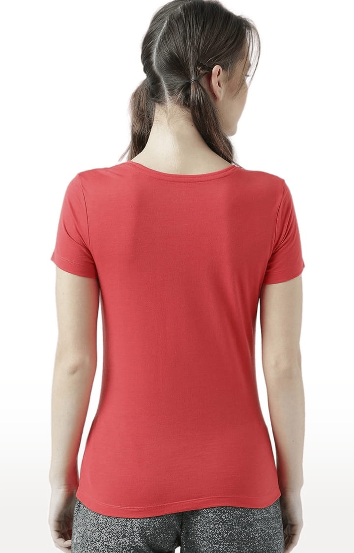 Women's Red Printed Regular T-Shirt