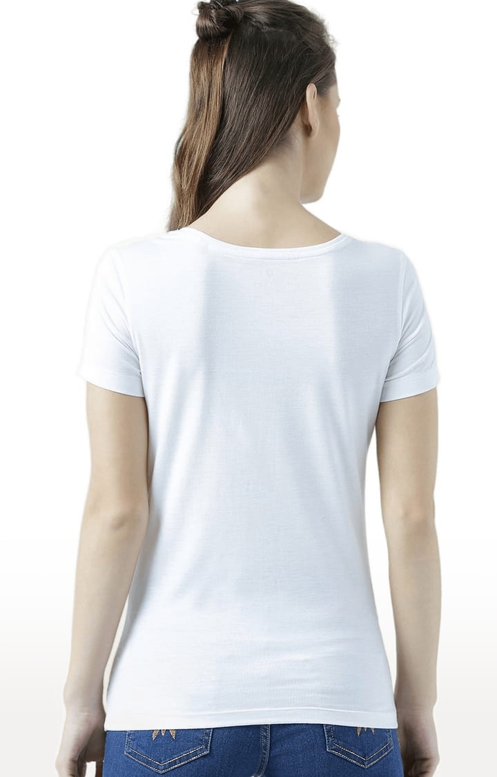 Women's White Printed Regular T-Shirt