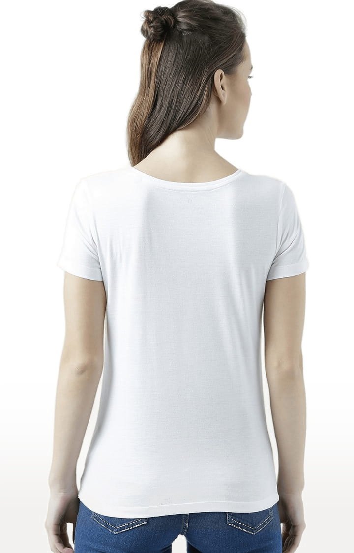 Women's White Printed Regular T-Shirt