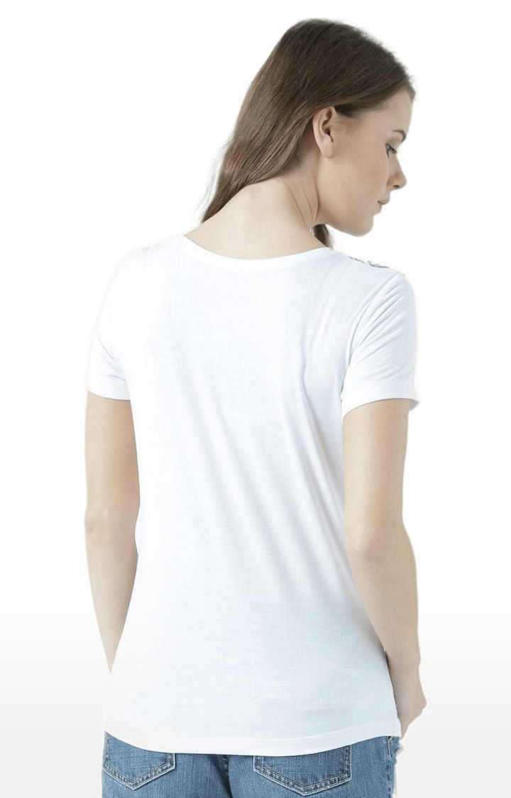Women's White Printed Regular T-Shirt