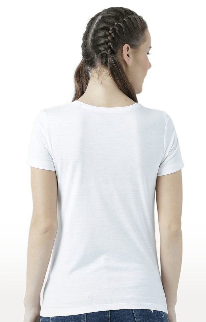 Women's White Printed Regular T-Shirt