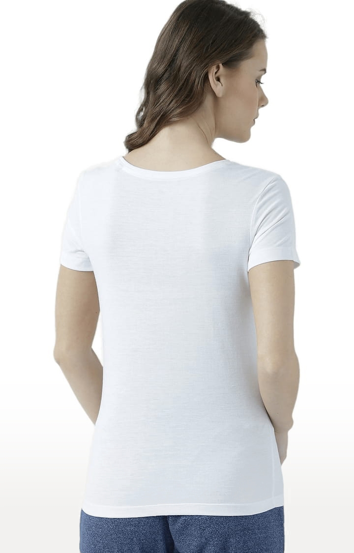 HUETRAP | Women's White Cotton Printed Regular T-Shirt 3