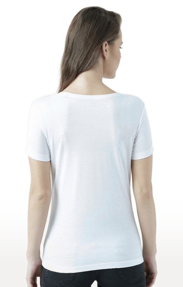 Women's White Printed Regular T-Shirt