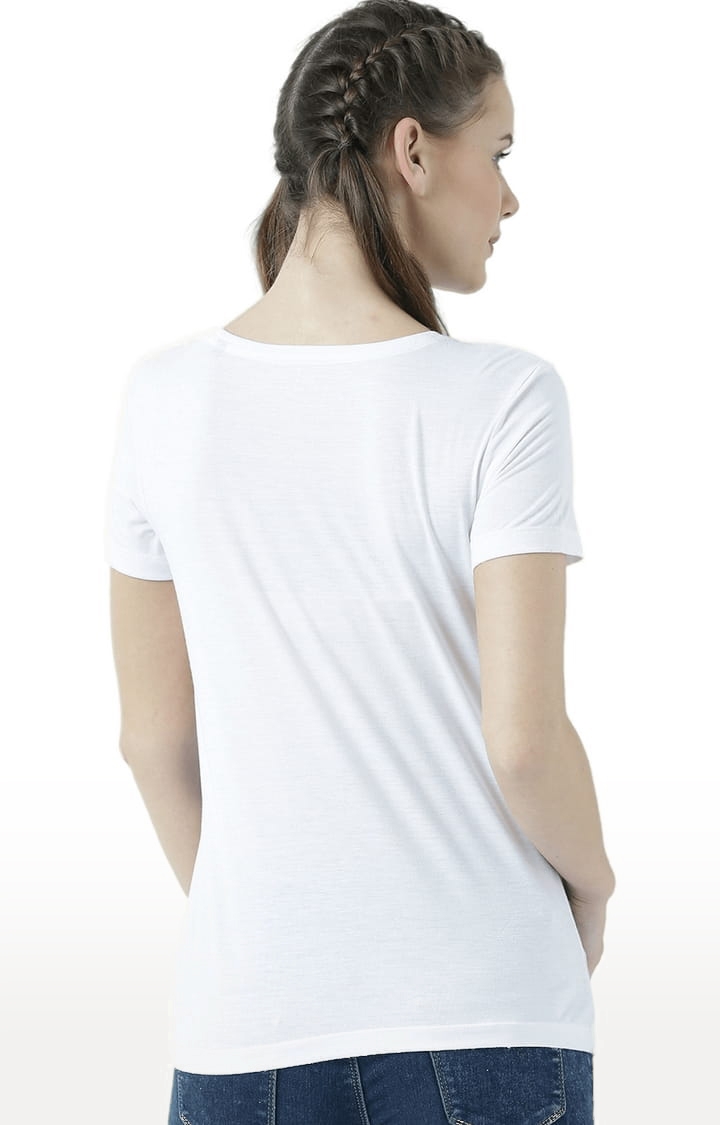 Women's White Printed Regular T-Shirt