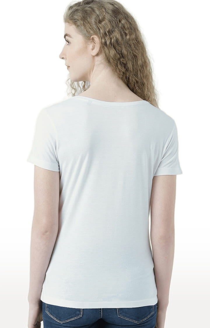 Women's White Printed Regular T-Shirt
