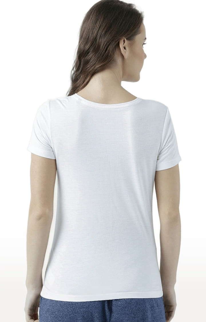 Women's White Printed Regular T-Shirt