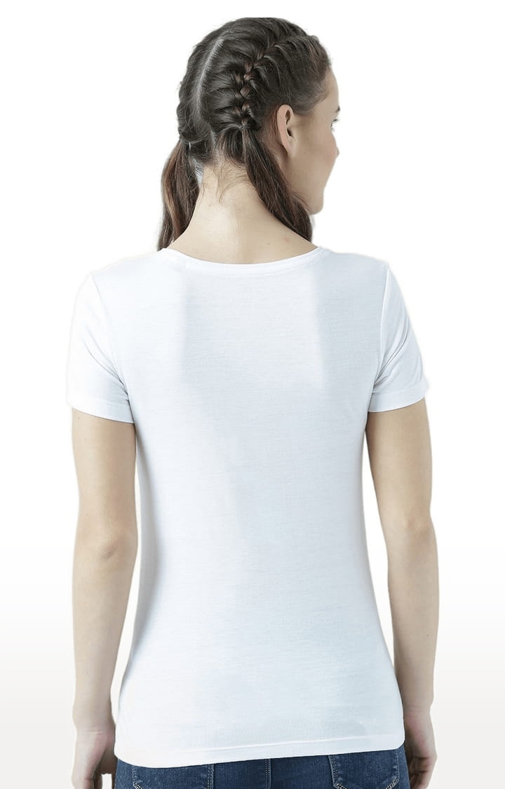 Women's White Printed Regular T-Shirt