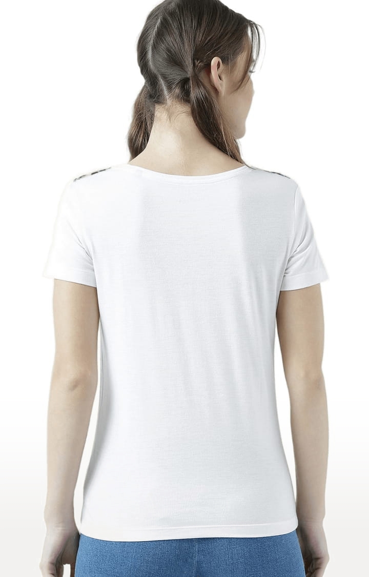 Women's White Printed Regular T-Shirt