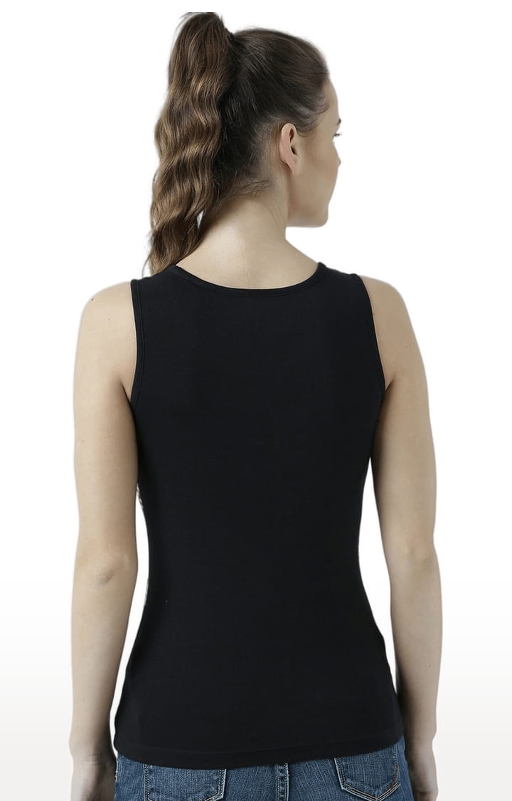 Women's Black Printed Tank Top