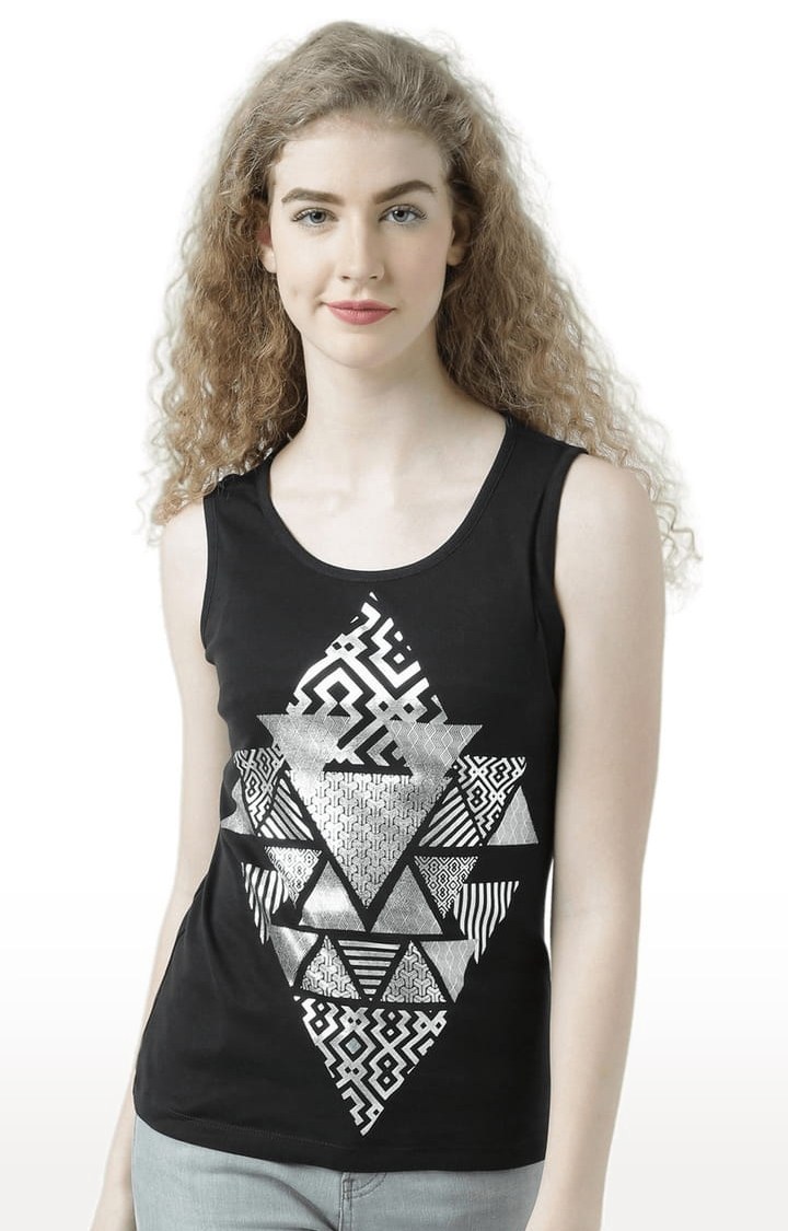 HUETRAP | Women's Black Printed Tank Top