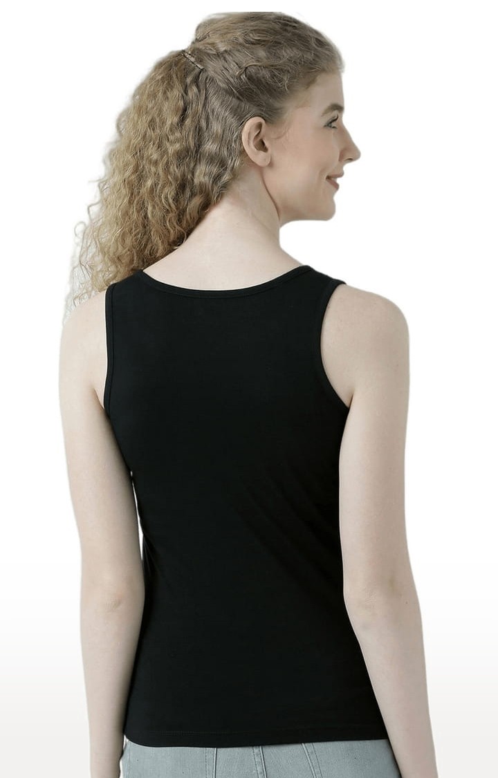 Women's Black Printed Tank Top