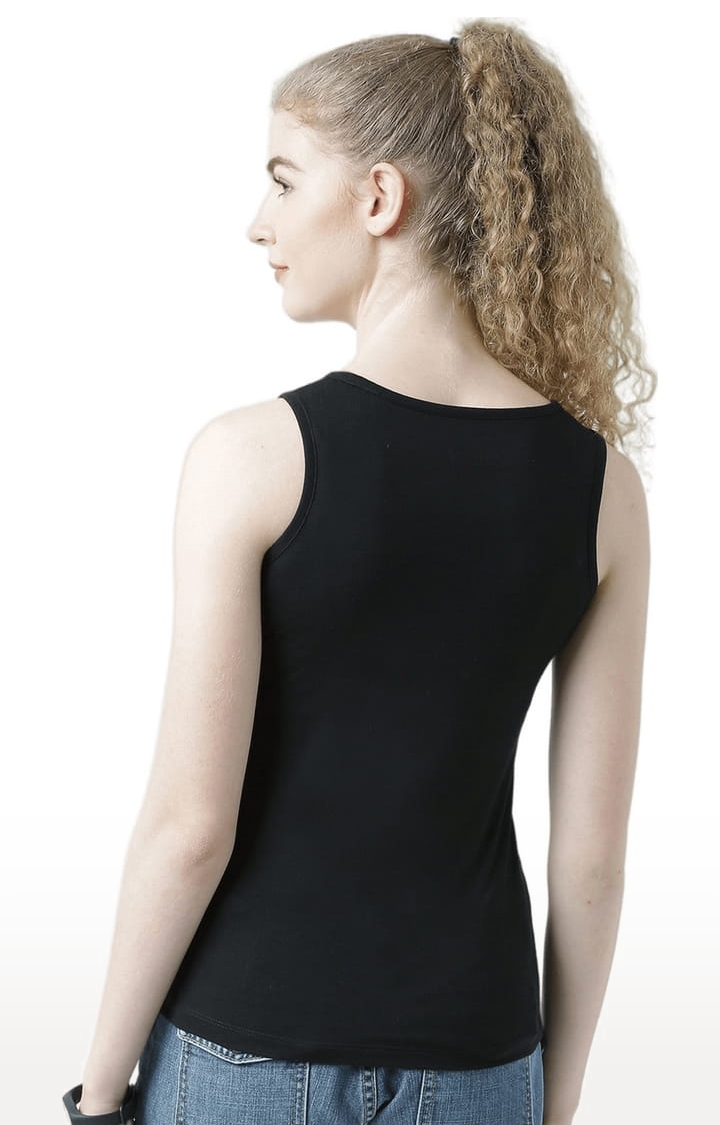 Women's Black Printed Tank Top