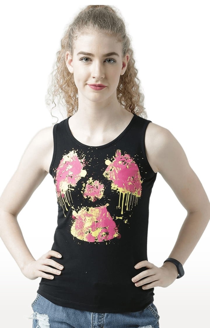 HUETRAP | Women's Black Printed Tank Top
