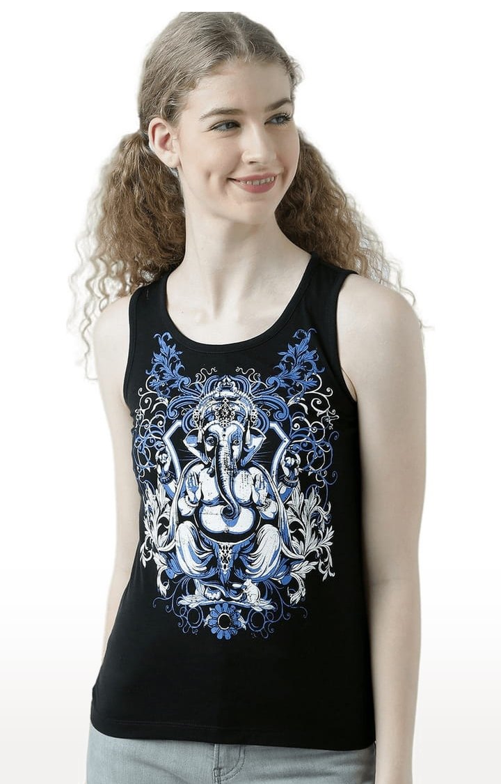 HUETRAP | Women's Black Printed Tank Top