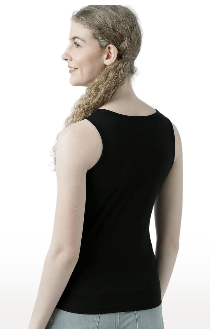 Women's Black Printed Tank Top