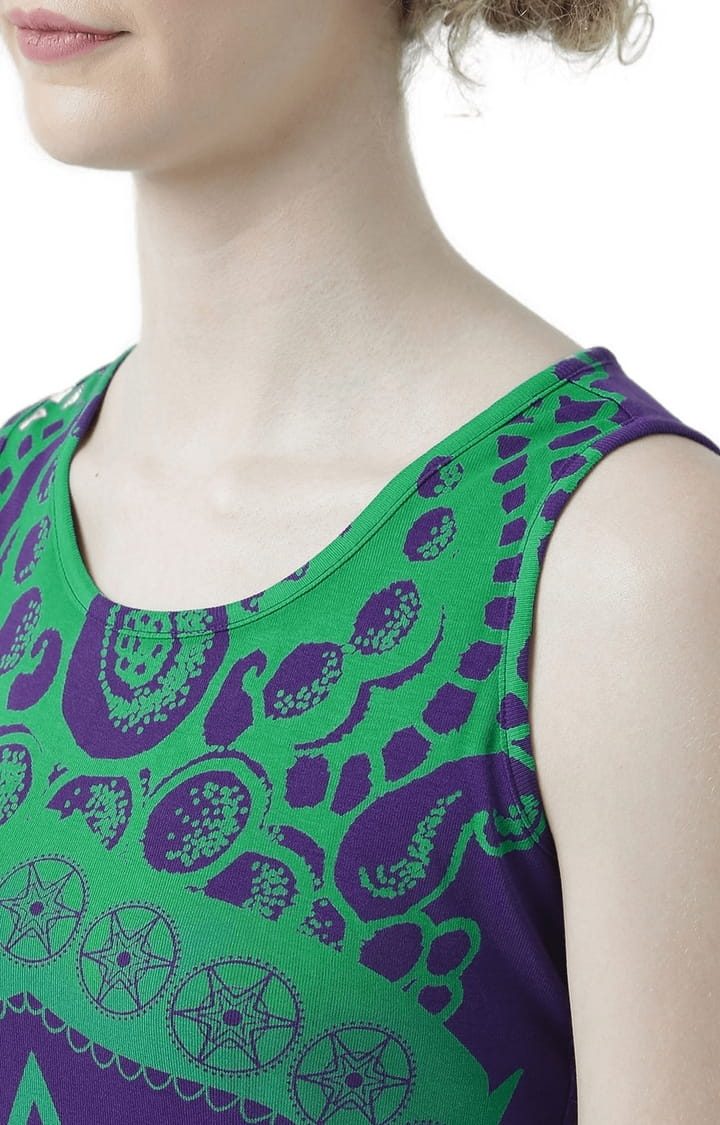 Women's Purple Printed Tank Top
