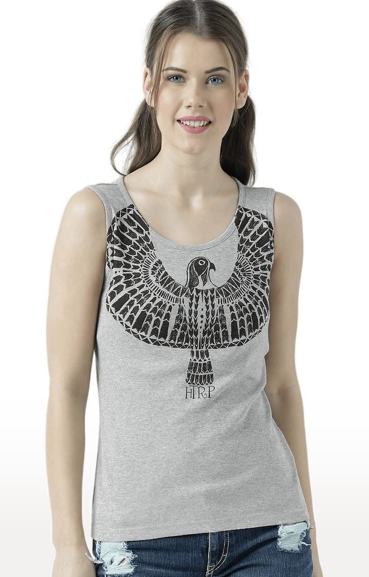 HUETRAP | Women's Grey Melange Graphics Tank Top