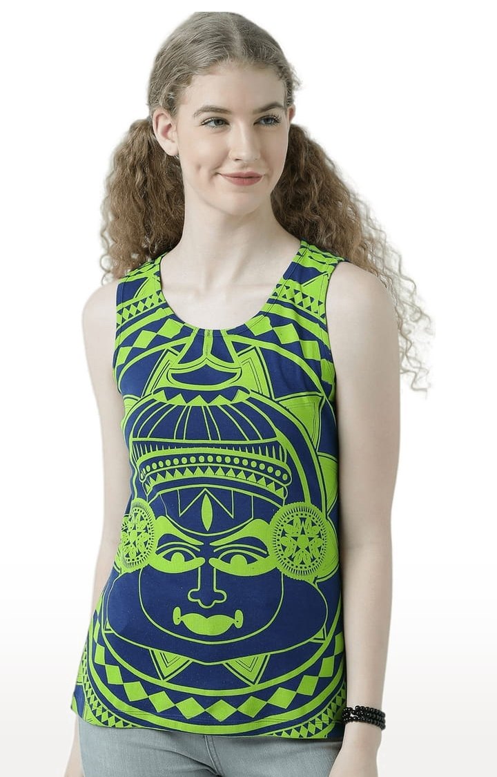 HUETRAP | Women's Blue & Green Printed Tank Top