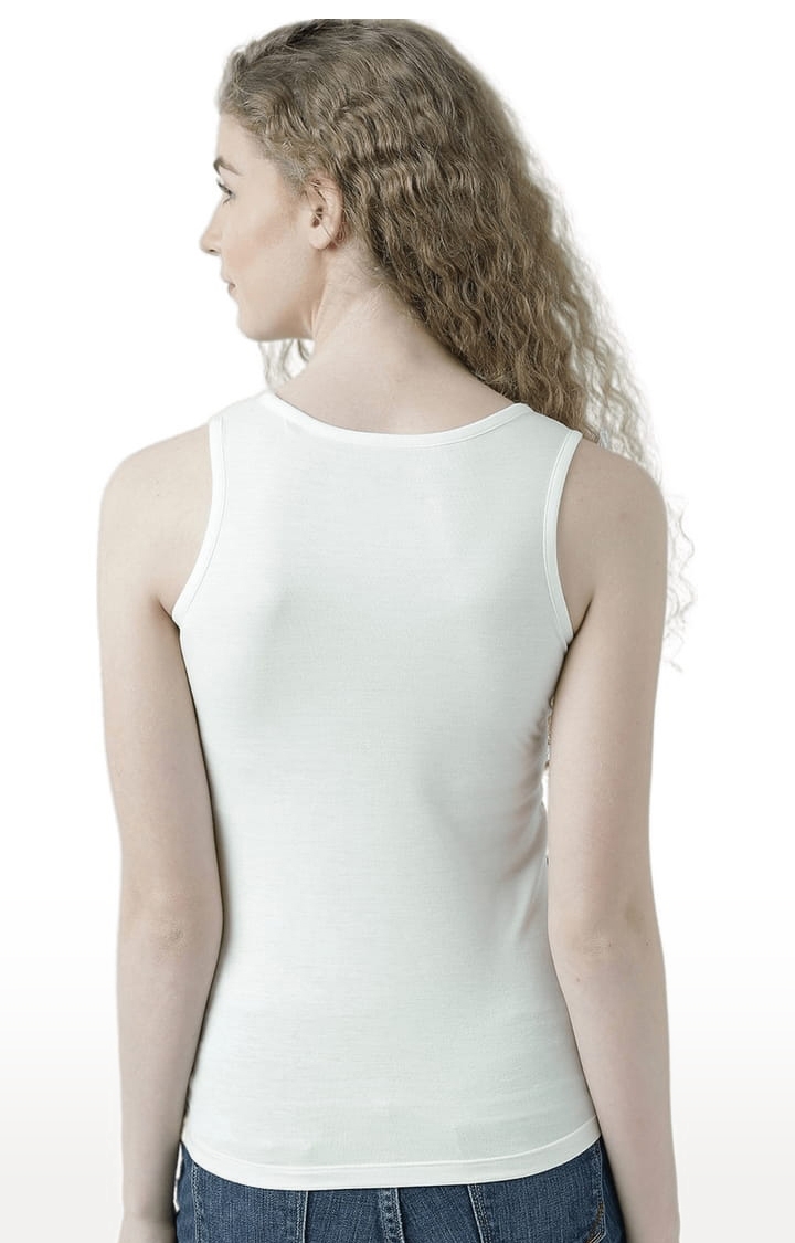 Women's Off White Printed Tank Top