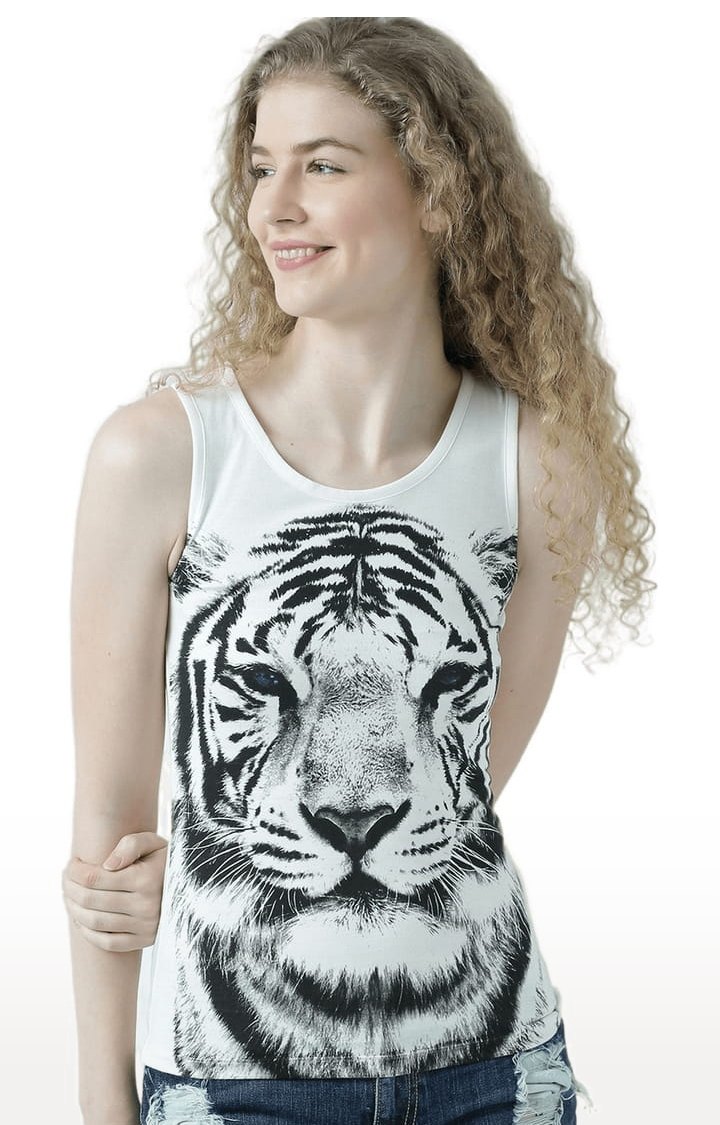 HUETRAP | Women's Off White Printed Tank Top