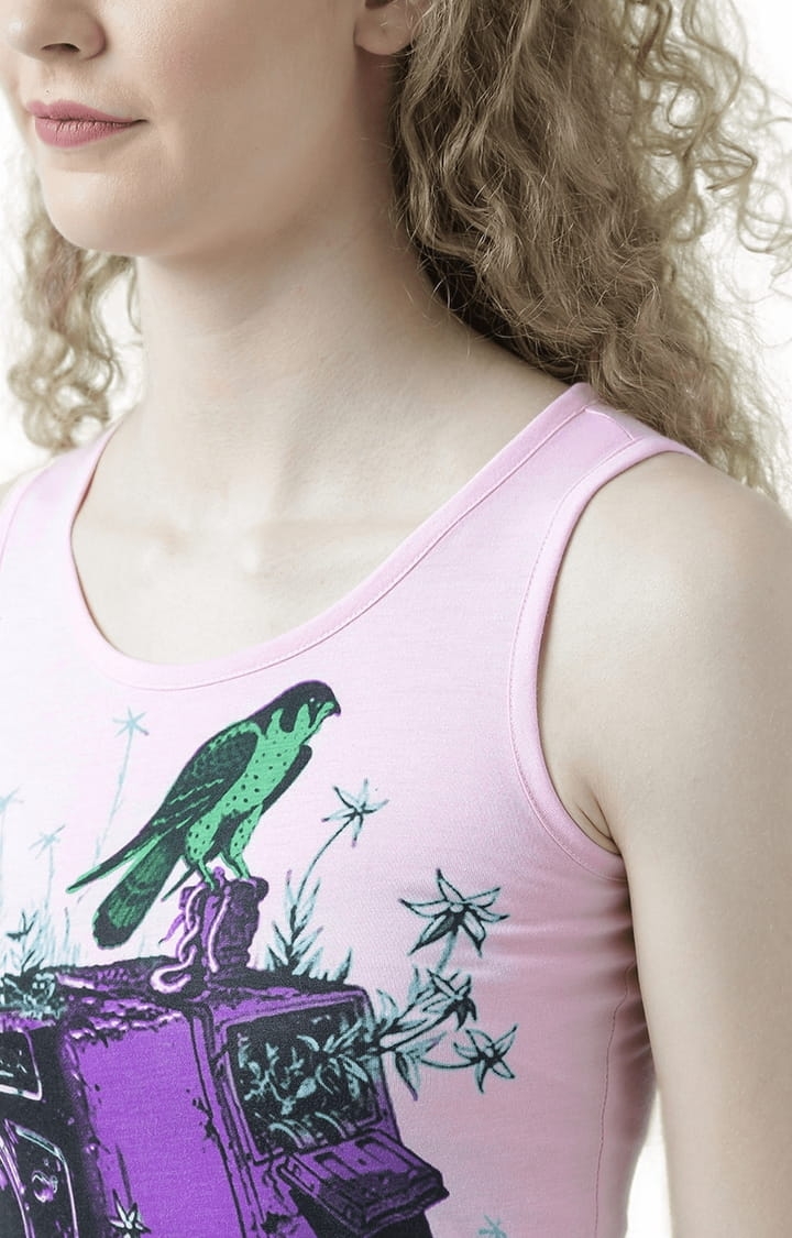 Women's Pink Printed Tank Top