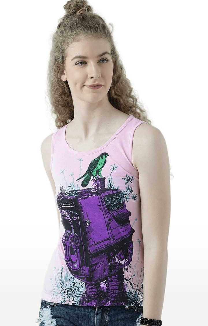 HUETRAP | Women's Pink Printed Tank Top