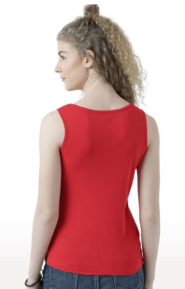 Women's Red Printed Tank Top
