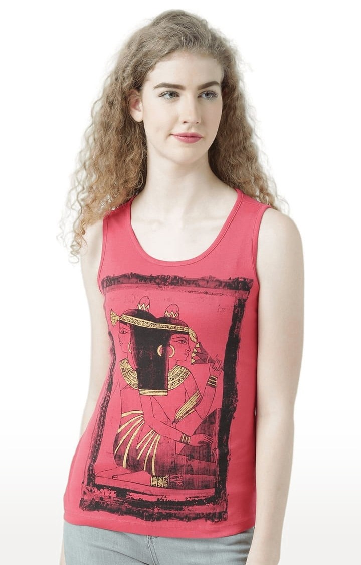 HUETRAP | Women's Orange Printed Tank Top