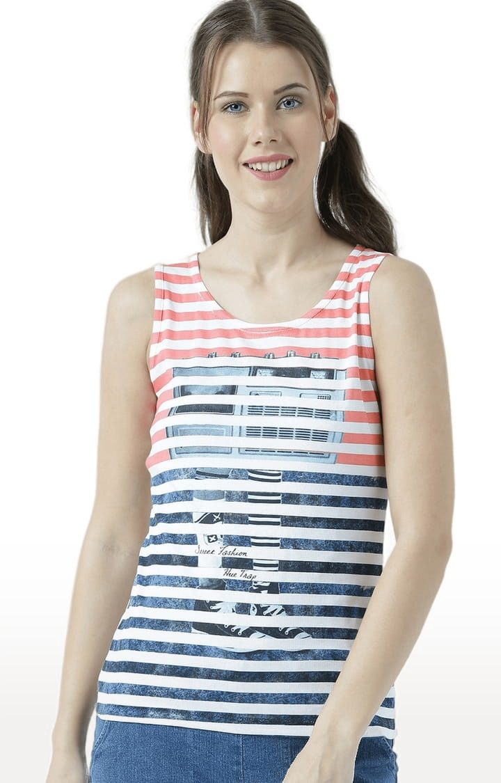 HUETRAP | Women's Multicolour Striped Tank Top