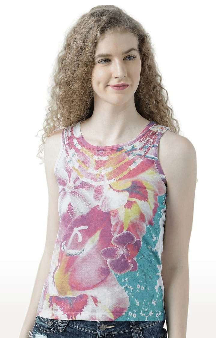 HUETRAP | Women's Multicolour Printed Tank Top