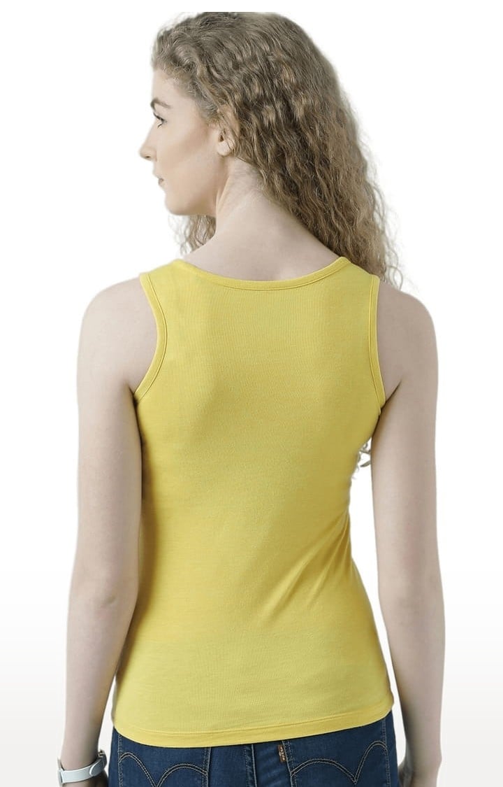 Women's Yellow Printed Tank Top