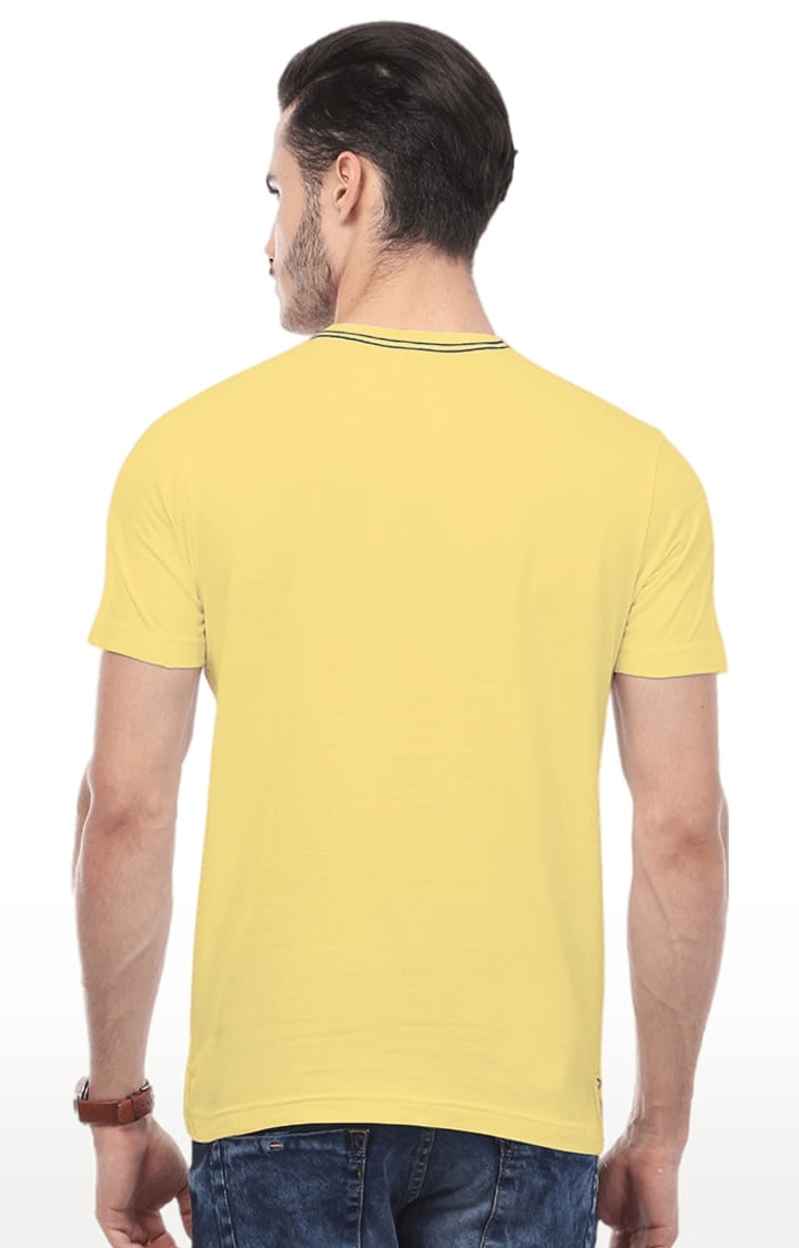 HUETRAP | Men's Yellow Cotton Printed Regular T-Shirt 1