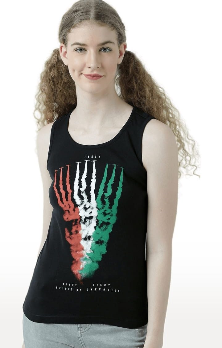 HUETRAP | Women's Black Printed Tank Top