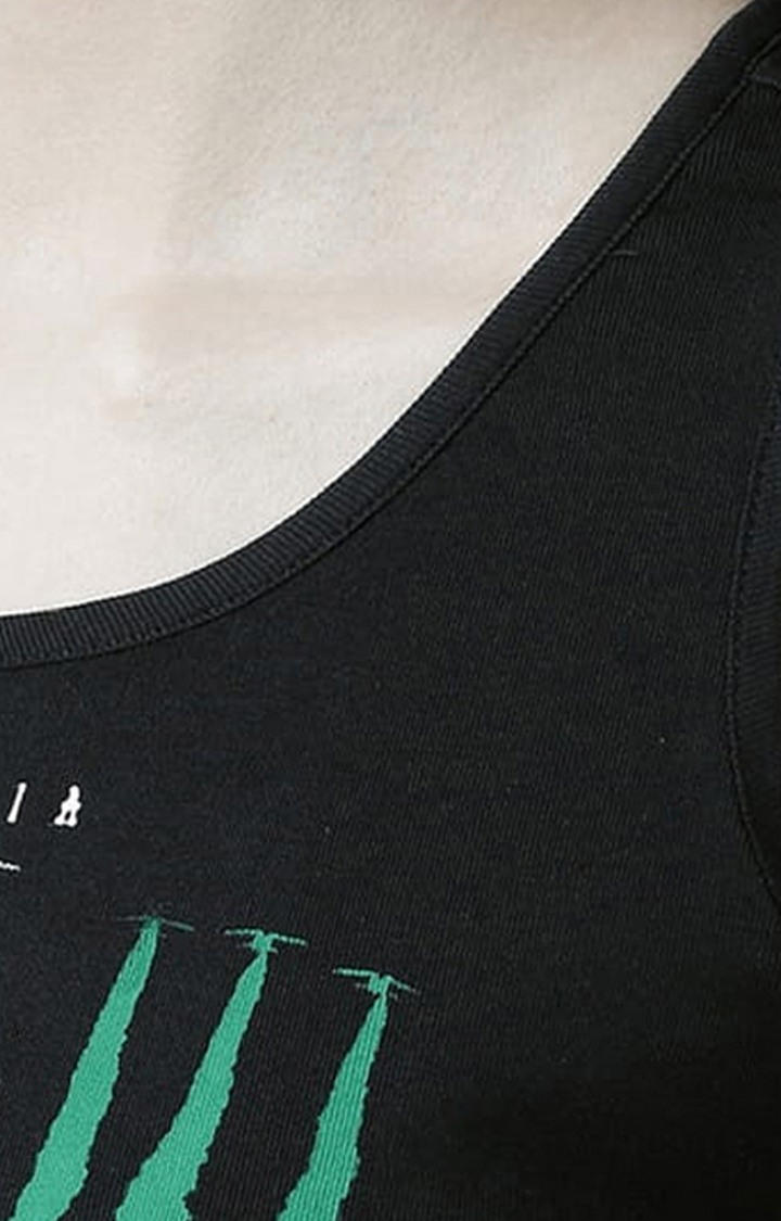 Women's Black Printed Tank Top