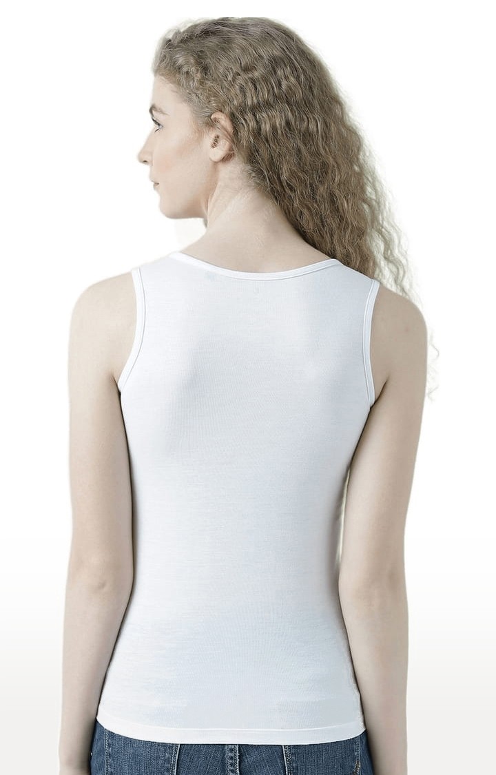 Women's White Printed Tank Top