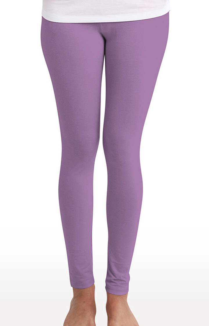 Women's Purple Cotton Solid Leggings