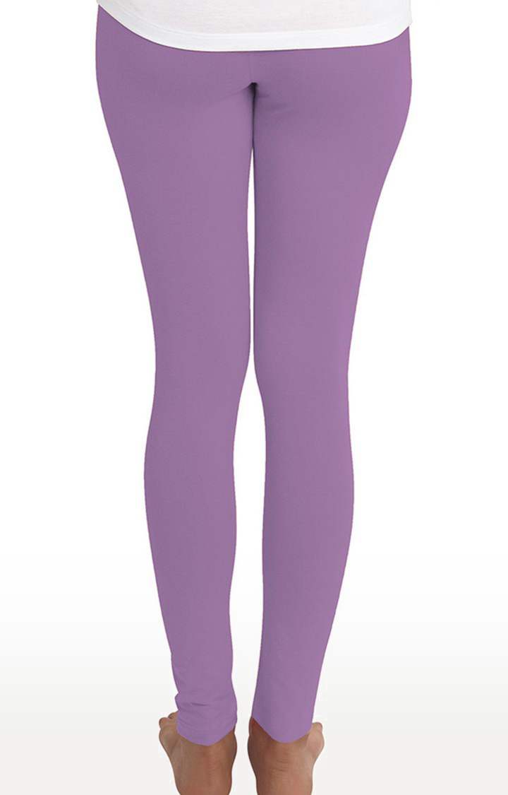 Women's Purple Cotton Solid Leggings