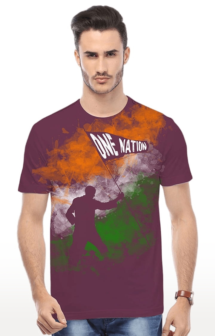 HUETRAP | Men's Purple Cotton Printed Regular T-Shirt 0