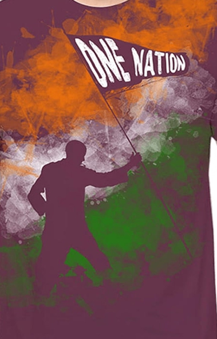 Men's Purple Printed Regular T-Shirt