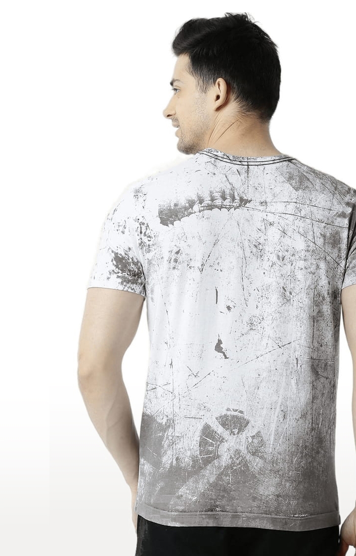 HUETRAP | Men's White Cotton Printed Regular T-Shirt 3