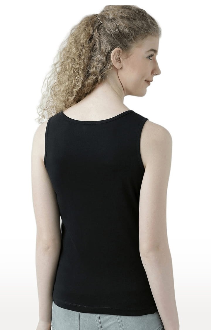 Women's Black Printed Tank Top