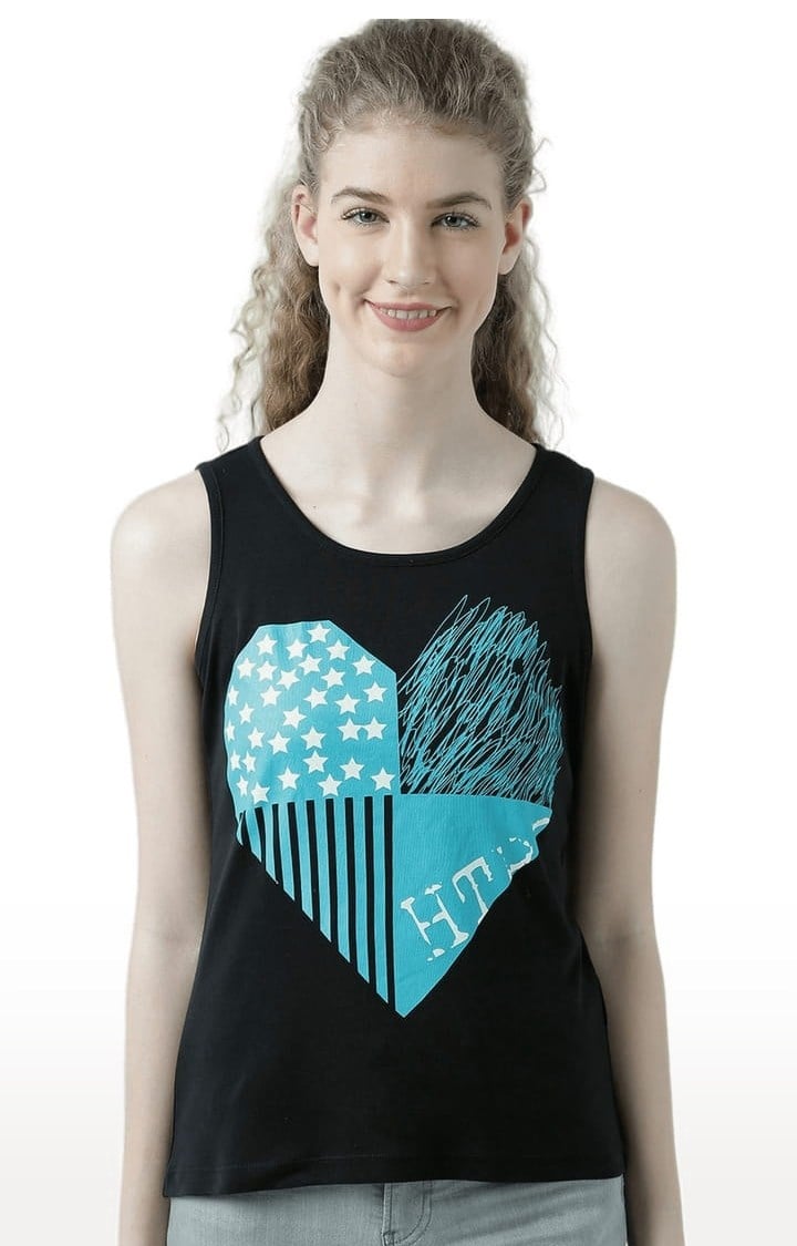 HUETRAP | Women's Black Printed Tank Top