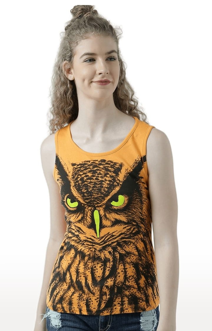 HUETRAP | Women's Orange Printed Tank Top